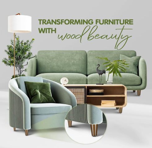 Yes4All 4 Inches Set 4 Round Wood Furniture Legs of - Wooden Replacement Feet for Couch, Bed, Bench - Adjustable Sofa