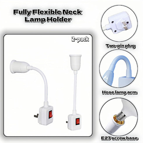 RyanDesign 2-Pack E26/E27 360 Light,Garage,Closet,and Bulb Socket Extension with On/Off Switch, Fully Flexible Neck