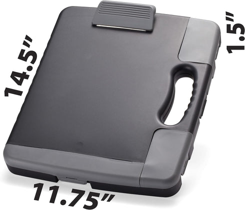 Officemate Portable Clipboard Storage Plastic Case for A4 Sizes, Charcoal (83301), 11-3/4"w x 1-1/2"d x 14-1/2"h