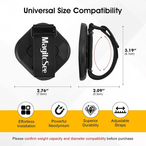 2 Pack Heavy Duty Magnetic Shovel Holder for Truck with Adjustable Strap, No-Drill Strong Magnet Mount Rack for Flag