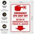10x14 Inches, .040 Emergency Spa Shut Off Sign, Bilingual English Spanish, Rust Free Aluminum, Fade Resistant, Easy