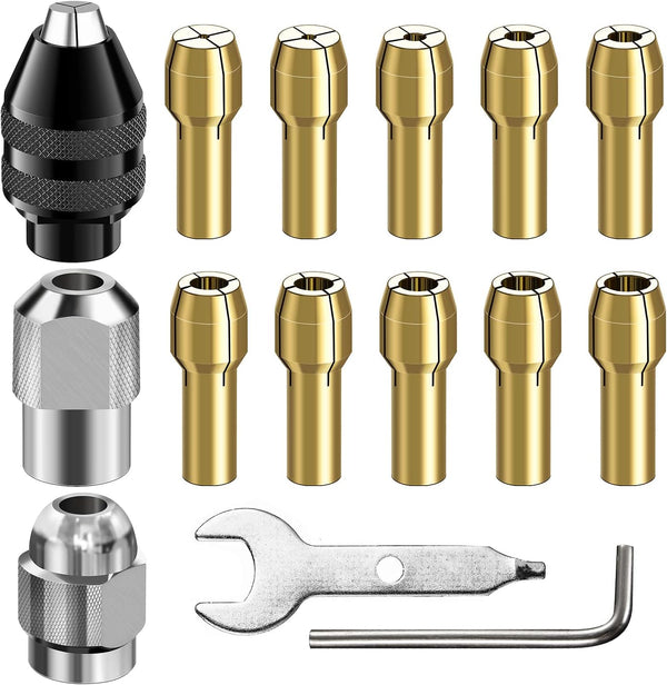 Drill Chuck Collet Set, 28 Pcs Replacement Kit (1/32" - 1/8") for Quick Change Adapter