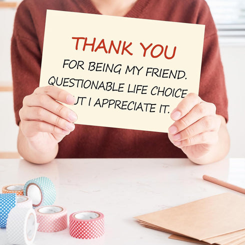 OJsensai Thank You Card Gifts for Best Friend, Funny Appreciation Card for Her He Women Men, Humor Friendship