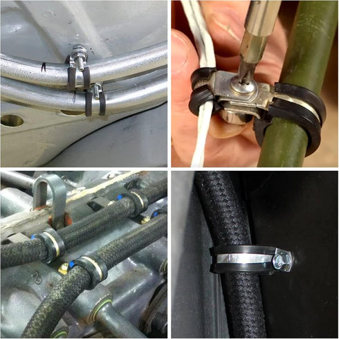 12 Pack 2 Inch Stainless Steel Cable Clamps, Rubber Cushioned Clamps for Pipe, Tube or Wire Loom Installation