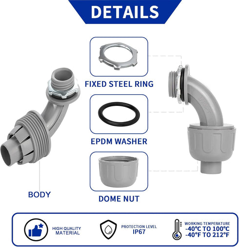 Yariwiz 1/2 Plastic Liquid Tight Conduit 90 Degree Elbow (20 Pack)
