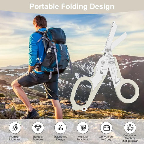 6 1 in trauma shears, folding emergency shear, Outdoor Camping Tools, Seat Belt Cutter, Oxygen Cylinder Wrench