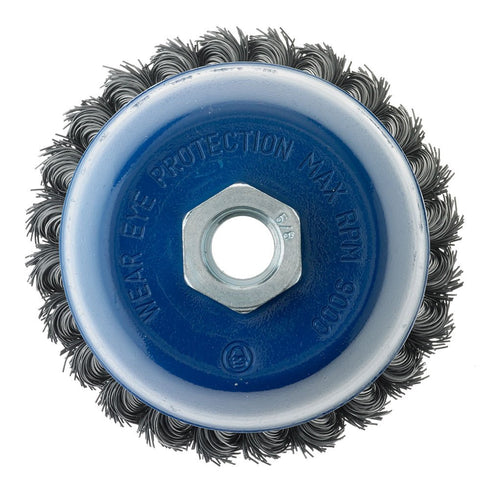 Mercer Industries 189030 - 4" x 5/8"-11 Knot Cup Brush, .020 Carbon Steel Wire for Cleaning