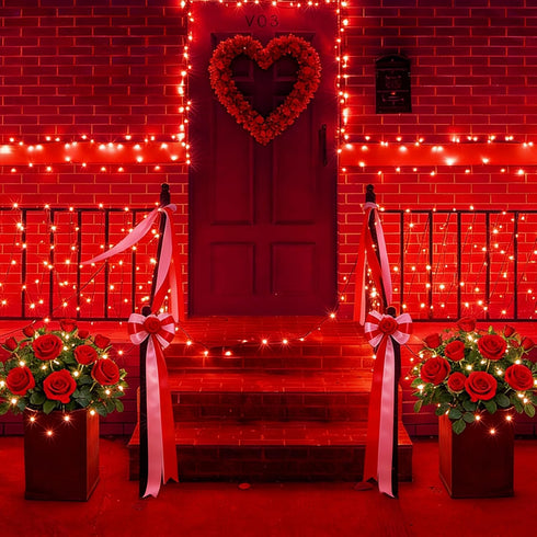 2 Pack 33ft 100 YEGUO Valentines Day String Lights Battery Operated, Each LED Red Christmas Lights Outdoor Waterproof