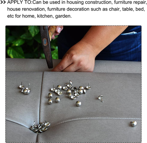 Upholstery Nail Tacks (16x20x5mm) 100Pcs, Iron Round Thumb Push Pins for Home Kitchen Furniture, Silver Tone