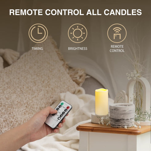 15PACK (D3 xH5.5) Outdoor Plastic flameless Candles with Remote Control and Timer, LED Flickering Battery Operated