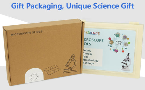 DIY-SCIENCE 120 Set, Microscope Slides with Specimens Lab-Grade Prepared Microscope Slides for Kids Adults