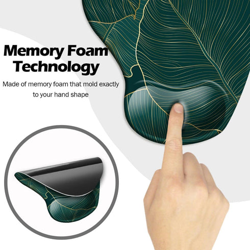 Ergonomic Mouse Pad with Wrist Support and Coaster, Non-Slip PU Base for Home Office Working, Easy Typing & Pain Relief