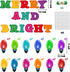 Haooryx 105Pcs Light Banner Bulletin Board Set Colorful Bulb Patterned Paper Cut-Outs Blackboard Border Nametag Decoration for Holiday Party Home School Classroom Whiteboard Window Decor
