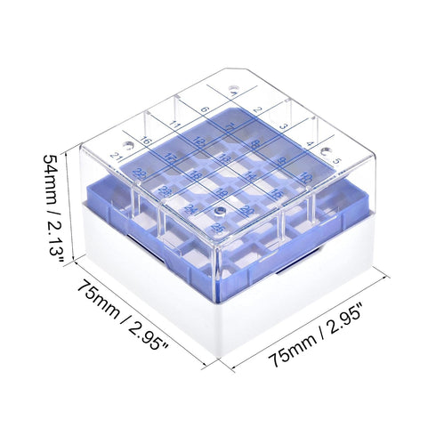 uxcell Centrifuge Tube Freezer Storage Box 25 Places Waterproof Polypropylene Cryogenic Holder Rack for 1.8/2ml Microcentrifuge Tubes Vials Samples, Blue