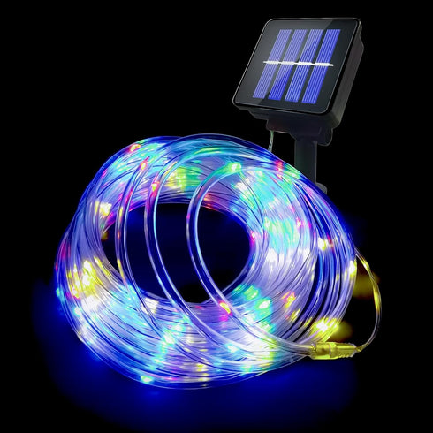 LHYLDS Solar Rope Lights Outdoor Waterproof, 33FT 100LED Outdoor String Lights Clear PVC