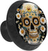 Closet, Black Finish Sugar Skull Daisy Printed Drawer Knobs, Stylish Cabinet Hardware for Bedroom Cupboard
