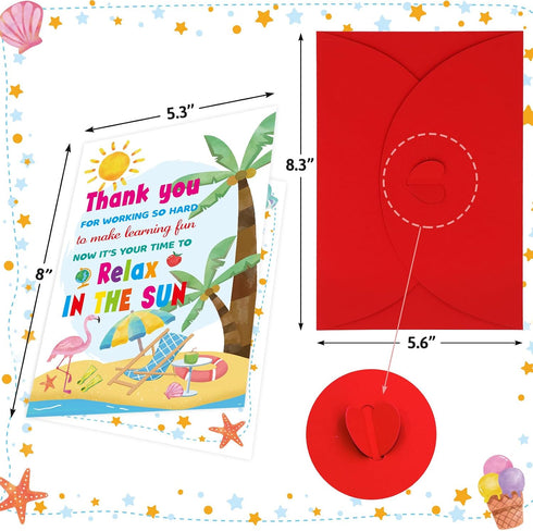 Summer WorldBazaar End of Year Teacher Card Teacher Appreciation Thank You Card Graduation Thanks for School Daycare