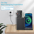 KINGFOM PU Leather Desk Organizer - Wireless Charging Station for iPhone, 10W Charger for iPhone 14/13/Samsung Galaxy,