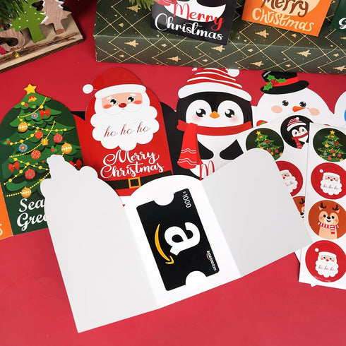 Sereliy 24 Sets Holiday Christmas Card Holder With Envelopes and Stickers - Gift Card Holder for Cash, Cute Shape