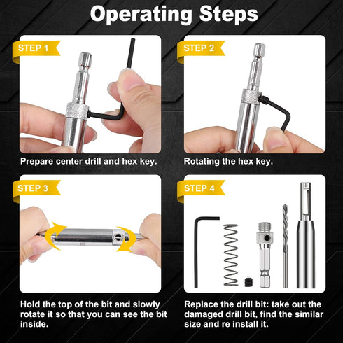COMOWARE 17pcs VIX Bits Self Centering Drill Bit Set, 1/4" Hex Shank for Woodworking Window Door Hinge
