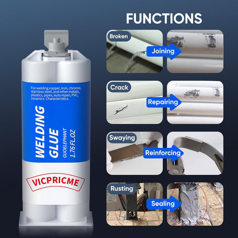 1.76 oz Metal Epoxy Glue, 2 Part Heavy Duty Cold Welding Glue for Metal, Plastic, and Ceramic Repairs
