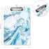 WAVEYU Cute Blue Clipboard, Letter Size with Low Profile Clip, Retractable Key Hole for Hanging Paperboard (Teal Marble)