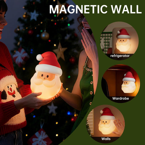 Christmas Night Light, Nursery Santa Squishy Light, Wireless Rechargeable Silicone Night Light ,Table Bedside Lamp