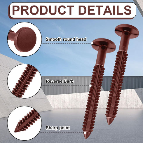 Blulu 36 3 Inch Pcs Vinyl Shutter Fastener Window Panel Peg Lok Pin Pegs Screws Shutter Spikes Anchor (Burgundy Red)