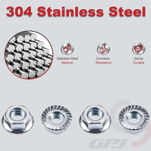 GPJYYDS 1/4-20 1/4" 304 50 Pack Serrated Flange Hex Nuts, Hexagon Flange Nuts, Stainless Steel, UNC Nuts Fasteners