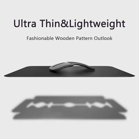 Hard Mouse Pad, Ultra Thin Wood-Textured PU Leather Mouse Mat, Waterproof Non-Slip Rubber Base for Office/Home/Gaming