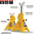 Performance Tool Ratchet Style Jack Stand Set, 3-Ton, Yellow, for Lifting Vehicles During Maintenance