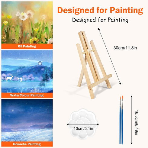 Set 8 11.8In 16 8X10In Acrylic Paint with PCS Easel & PCS Canvas, Painting Canvas Panel with Easel, Art Canvas Painting