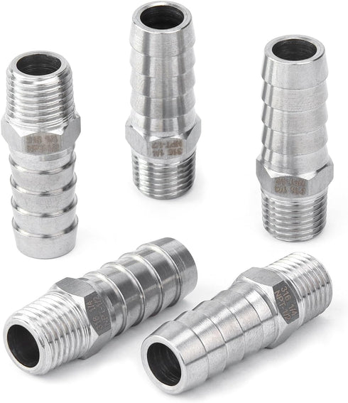 LTWFITTING Stainless Steel 316 Barb Fitting Coupler/Connector, 1/2" Hose ID x 1/4" Male NPT