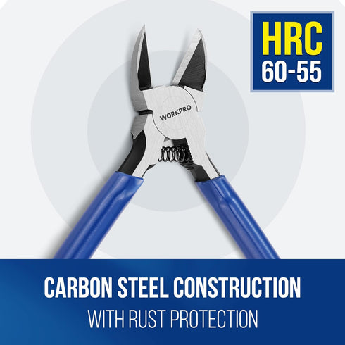 WORKPRO 2 Pack 6 Inch Precision Flush Wire Cutters, Spring Loaded Side Cutting Pliers for Crafts and Jewelry