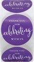 hylabelest 1.5 Inch Package 500 (10 Thank You for Celebrating with Us Stickers Purple for Party Favor, Card Seals