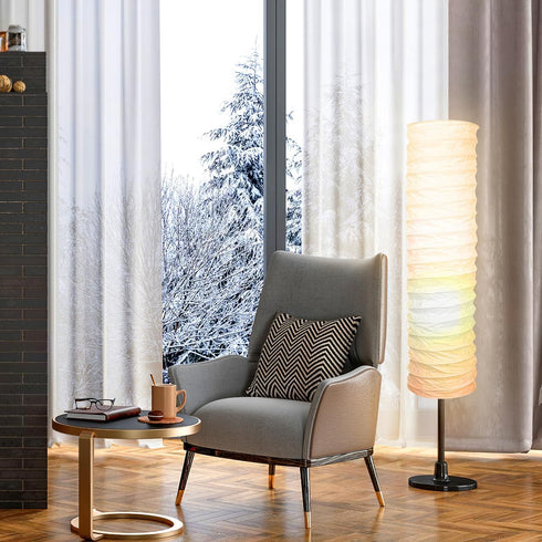 (8.65" 8.65" 37.34") Rice Paper Floor Lamp Shade Replacement - Nordic Japandi Style Standing Lamp Cover No Base
