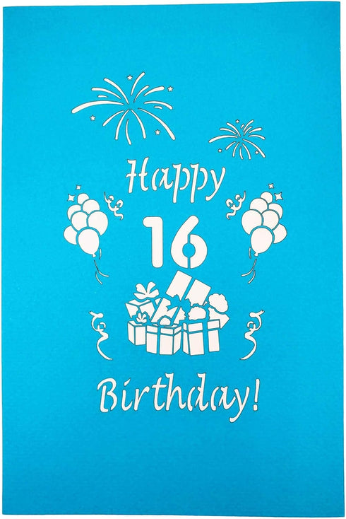 iGifts And Cards Happy 16th Birthday 3D Pop Up Greeting Card – Sweet Sixteen Gift for Granddaughter, Grandson