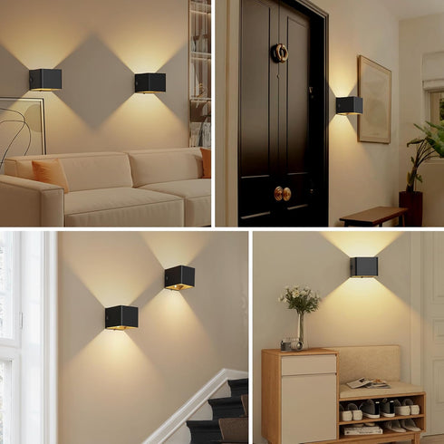 Rechargeable Motion Sensor Wall Light, Battery Operated Wireless Wall Sconce, Up and Down Warm White Indoor Lighting