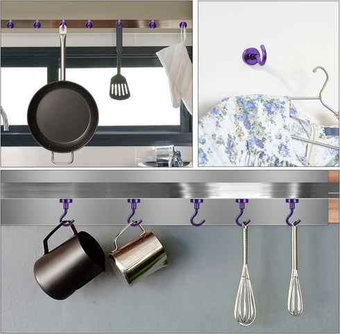 DIYMAG 10 Pack Magnetic Hooks, 25Lbs Heavy Duty S-Hooks for Classroom, Fridge, Kitchen, Garage, Office, Purple