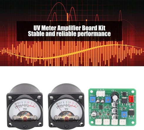 VU Meter Panel Kit 2PCS, VU Meter Warm Back Light Recording Audio Level Amp with Driver Board