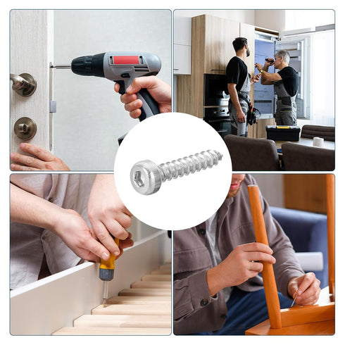 uxcell M2 Hex Socket Head Cap Self-Tapping Screw, 15Pcs 304 Stainless Steel, Hex Drive, Silver Tapping Screws