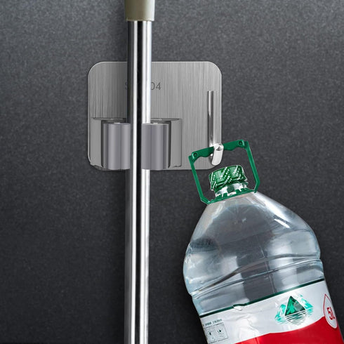 Broom Holder Self Adhesive No Drill Wall Mount, Heavy Duty Organizer for Mop and Garden Tools