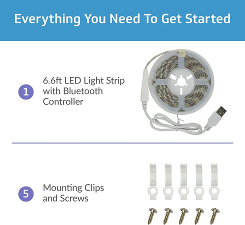 2M Programmable Dimmable 6.6 CLEANLIFE TrueColor Smart LED Strip USB Tape with Bluetooth Control App-Controlled & Warm