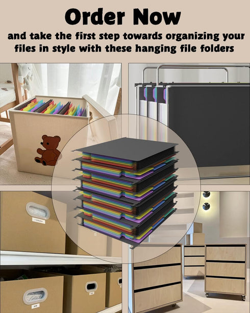 Plastic Expanding Hanging File Folders, 7 Pocket Extra Capacity Accordion Hang Folder, Letter Size, 3 Pack