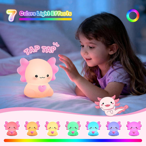 Elixoria 7 Dimmable Kids Night Light with Wireless Speaker, Portable Colors Warm Touch Night Lamp with Remote Control