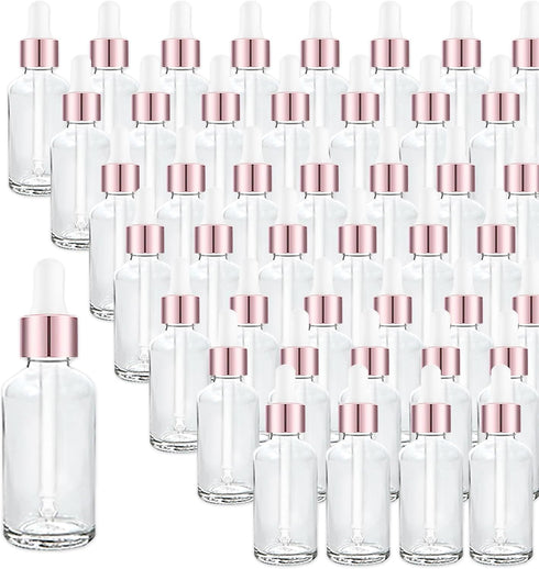 48 Pack 1oz Clear Glass Dropper Bottles, Eye Dropper Bottles with Glass Droppers for Essential Oils, 30ml
