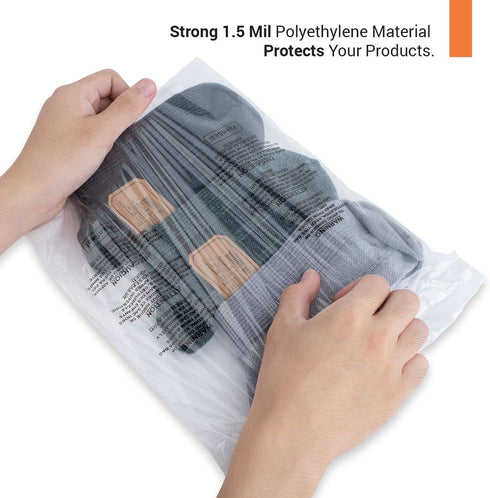 Clear 9x12 Self Seal Poly Bags, Suffocation Warning, 100 Count
