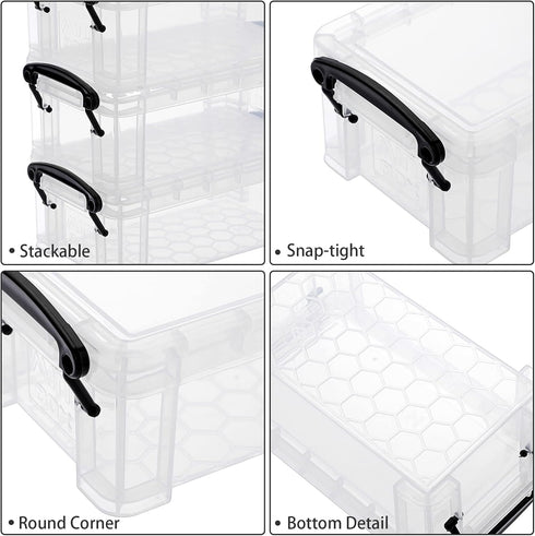 OGANAZI 6 PCS Clear Plastic Crayon Boxes with Snap Lids, Small Crayon Storage Box Stackable Crayon Container Box