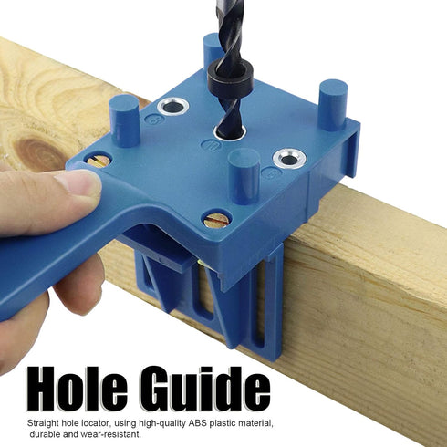 Handheld Dowel Jig Kit, Wood Doweling Hole Drill Guide, Woodworking Punch Locator Positioner Guide Set with Wrench Limit Ring for Tools Home Improvement 6mm 8mm10mm Bits (Blue)