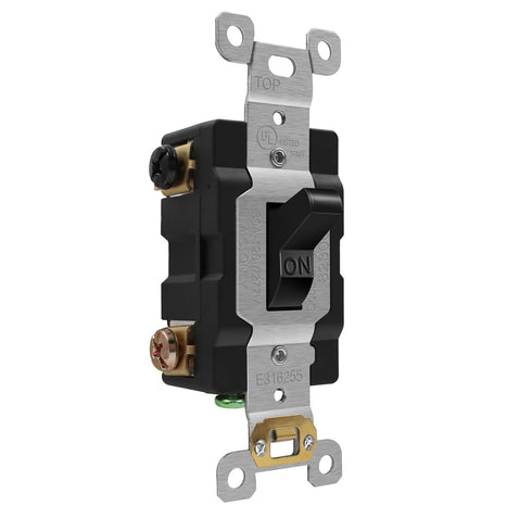 ENERLITES 30 Amp Double-Pole Toggle Light Switch, 30A 120/277V, Industrial Grade, UL Listed, Black